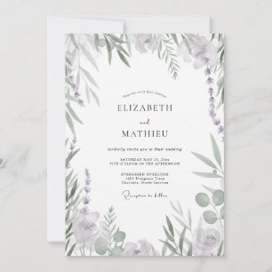 Invitation Mariage Eucalyptus à Feuillage Argenté et Lavande