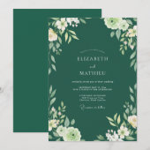 Invitation Mariage Eucalyptus à feuillage blanc émeraude (Devant / Derrière)