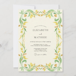 Invitation Mariage Eucalyptus à feuillage doré Chartreuse