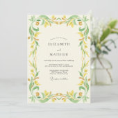 Invitation Mariage Eucalyptus à feuillage doré Chartreuse (Debout devant)
