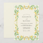 Invitation Mariage Eucalyptus à feuillage doré Chartreuse (Devant / Derrière)