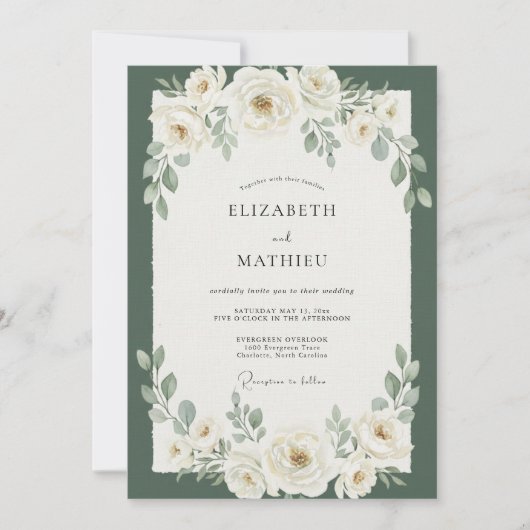 Invitation Mariage Eucalyptus à Feuillage Persistant (Devant)