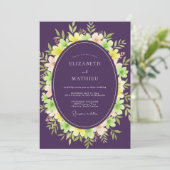 Invitation Mariage Eucalyptus à Feuillage Rose Améthyste (Debout devant)