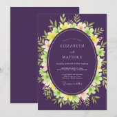 Invitation Mariage Eucalyptus à Feuillage Rose Améthyste (Devant / Derrière)