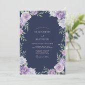Invitation Mariage Eucalyptus à Feuillage Violet Indigo (Debout devant)