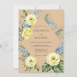 Invitation Mariage Eucalyptus à la paume jaune sable