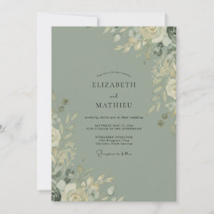 Invitation Mariage Eucalyptus à la rame d'olive atténuée