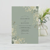 Invitation Mariage Eucalyptus à la rame d'olive atténuée (Debout devant)