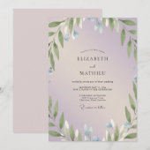 Invitation Mariage Eucalyptus à la Sprig de Pervenche (Devant / Derrière)
