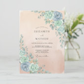 Invitation Mariage Eucalyptus Abricot Mousse de Mer (Debout devant)