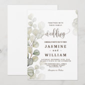 Invitation Mariage Eucalyptus aquarelle (Devant / Derrière)