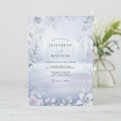 Invitation Mariage Eucalyptus Argent Glacé (Debout devant)