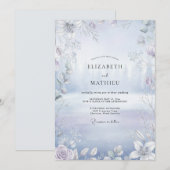 Invitation Mariage Eucalyptus Argent Glacé (Devant / Derrière)