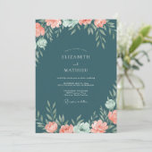Invitation Mariage Eucalyptus au corail d'acier (Debout devant)