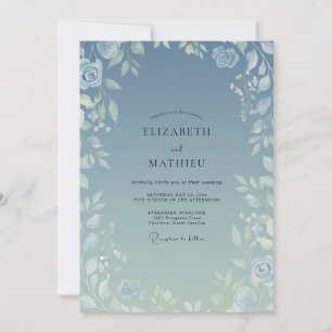 Invitation Mariage Eucalyptus au feuillage argenté ardoise