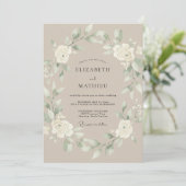 Invitation Mariage Eucalyptus au feuillage atténué Champagne (Debout devant)