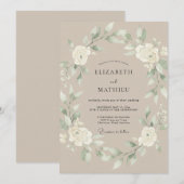 Invitation Mariage Eucalyptus au feuillage atténué Champagne (Devant / Derrière)