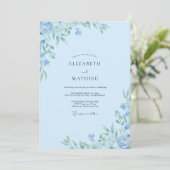 Invitation Mariage Eucalyptus au Feuillage Azur Clair (Debout devant)