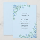 Invitation Mariage Eucalyptus au Feuillage Azur Clair (Devant / Derrière)