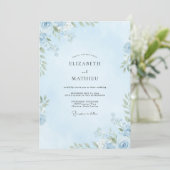 Invitation Mariage Eucalyptus au Feuillage Azur Clair (Debout devant)
