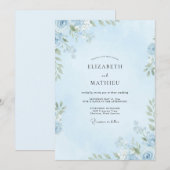 Invitation Mariage Eucalyptus au Feuillage Azur Clair (Devant / Derrière)