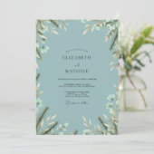 Invitation Mariage Eucalyptus au feuillage blanc (Debout devant)