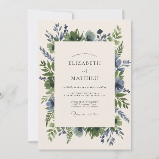 Invitation Mariage Eucalyptus au Feuillage Bleu Acier (Devant)