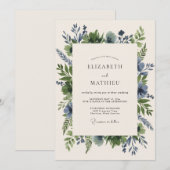 Invitation Mariage Eucalyptus au Feuillage Bleu Acier (Devant / Derrière)