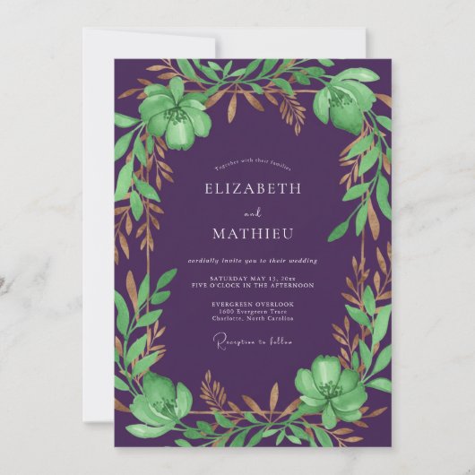 Invitation Mariage Eucalyptus au Feuillage Bronze Plum (Devant)