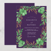 Invitation Mariage Eucalyptus au Feuillage Bronze Plum (Devant / Derrière)