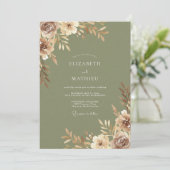 Invitation Mariage Eucalyptus au Feuillage Brun Olive (Debout devant)
