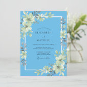 Invitation Mariage Eucalyptus au Feuillage Céruléen Céleste (Debout devant)