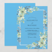 Invitation Mariage Eucalyptus au Feuillage Céruléen Céleste (Devant / Derrière)