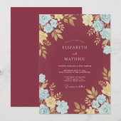 Invitation Mariage Eucalyptus au Feuillage Champagne (Devant / Derrière)