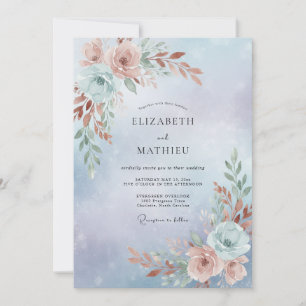 Invitation Mariage Eucalyptus au feuillage cuivré et au bleu
