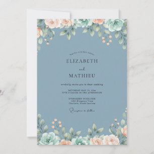 Invitation Mariage Eucalyptus au feuillage d'abricot acier