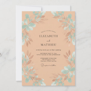 Invitation Mariage Eucalyptus au feuillage d'abricot écume de