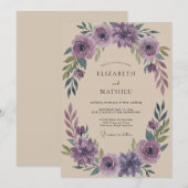Invitation Mariage Eucalyptus au Feuillage d'Améthyste (Devant / Derrière)