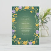 Invitation Mariage Eucalyptus au Feuillage d'Améthyste Jaune (Debout devant)