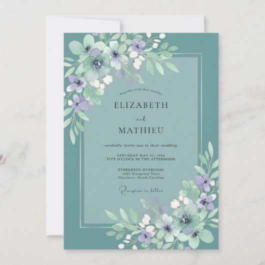 Invitation Mariage Eucalyptus au Feuillage d'Améthyste Sarcel (Devant)