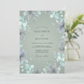 Invitation Mariage Eucalyptus au feuillage d'ardoise argentée (Debout devant)