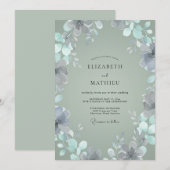 Invitation Mariage Eucalyptus au feuillage d'ardoise argentée (Devant / Derrière)
