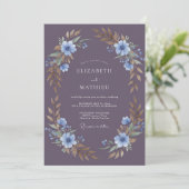 Invitation Mariage Eucalyptus au Feuillage d'Ardoise Violette (Debout devant)