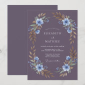 Invitation Mariage Eucalyptus au Feuillage d'Ardoise Violette (Devant / Derrière)