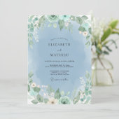 Invitation Mariage Eucalyptus au feuillage de bleuet (Debout devant)