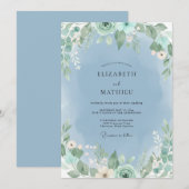 Invitation Mariage Eucalyptus au feuillage de bleuet (Devant / Derrière)