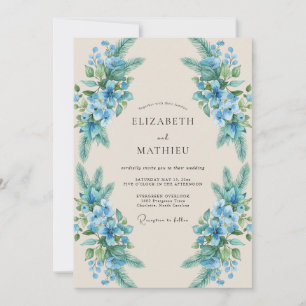 Invitation Mariage Eucalyptus au feuillage de bleuet azur