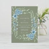 Invitation Mariage Eucalyptus au feuillage de Bleuet Sage (Debout devant)