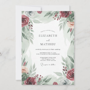 Invitation Mariage Eucalyptus au Feuillage de Bourgogne