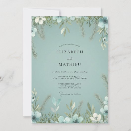 Invitation Mariage Eucalyptus au feuillage de céladon poussié (Devant)
